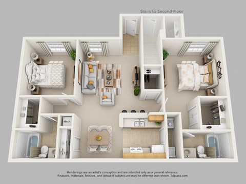 Two Bedroom Two Bath Floor Plan